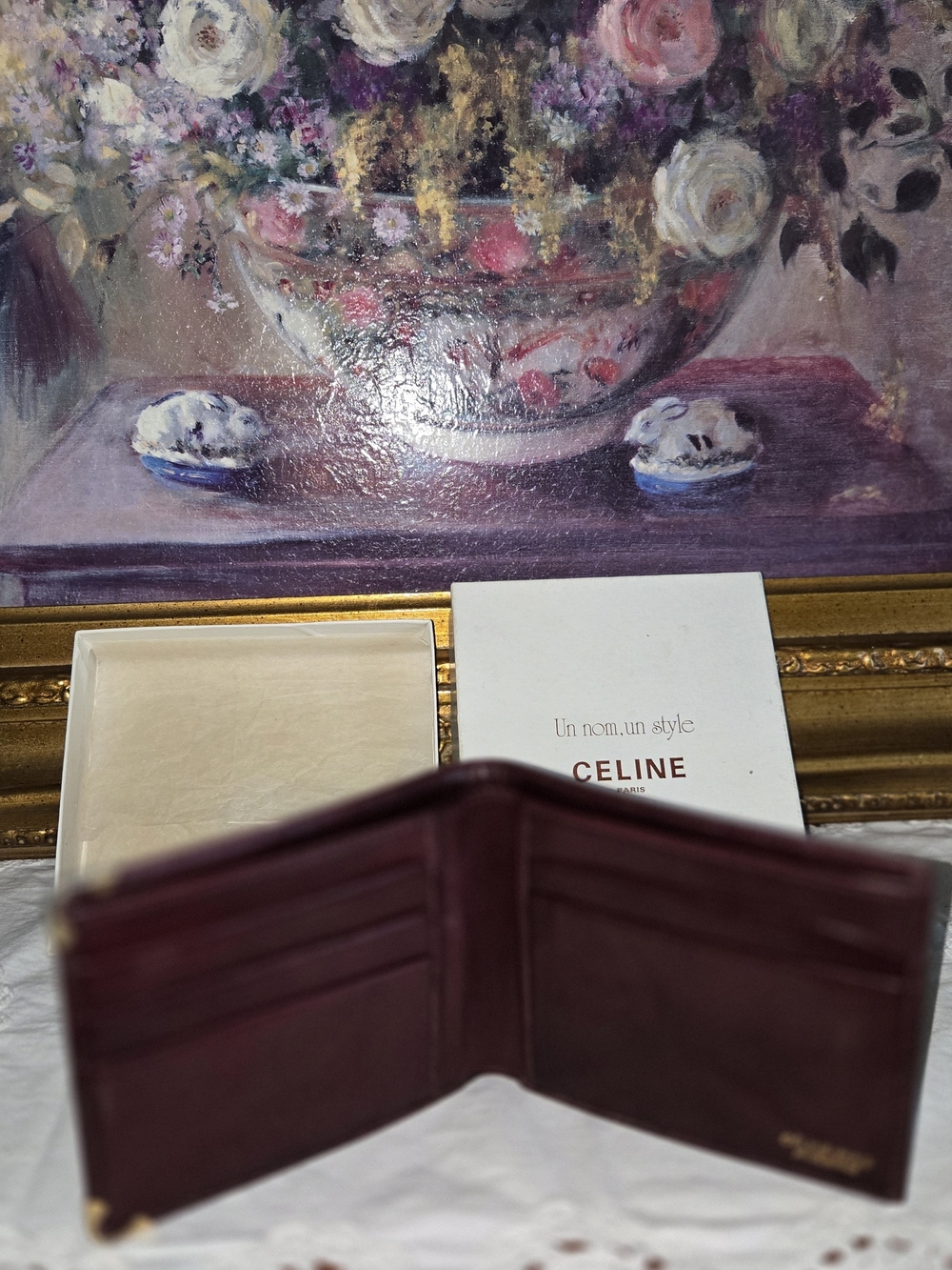 CELINE Burgundy Leather Bi-Fold Card Wallet